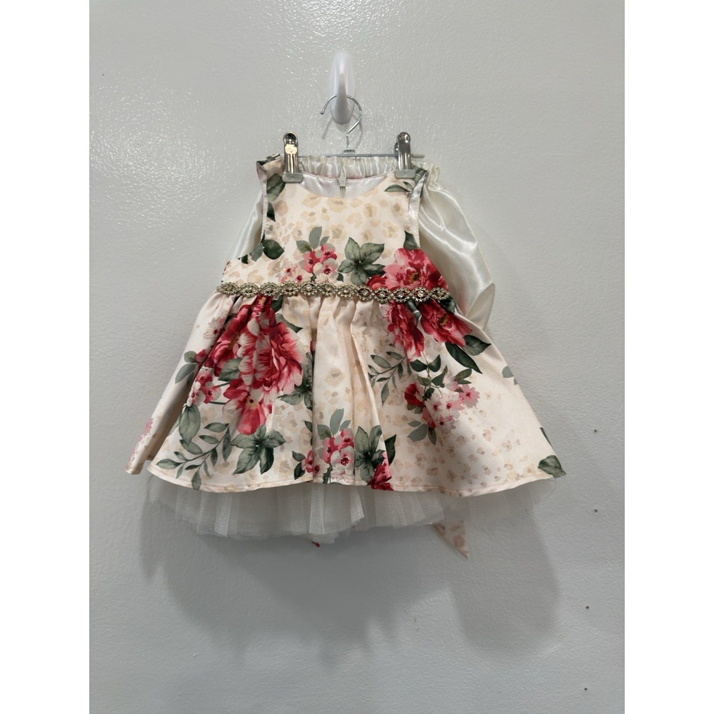 Couture Princess Floral Party Dress Size 12M  Red Flower Girl Dress‎